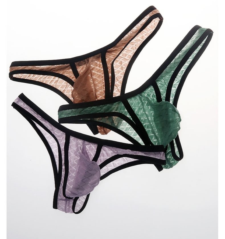 Men's Sexy Low-Rise Comfort Bikini Ice Silk Mesh Transparent Ultra-Thin Briefs