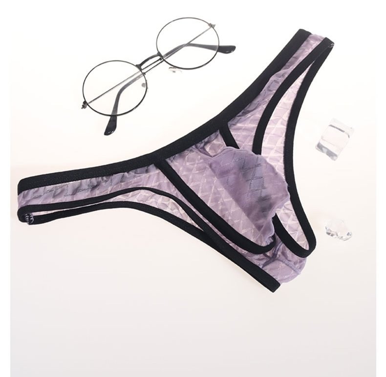 Men's Sexy Low-Rise Comfort Bikini Ice Silk Mesh Transparent Ultra-Thin Briefs