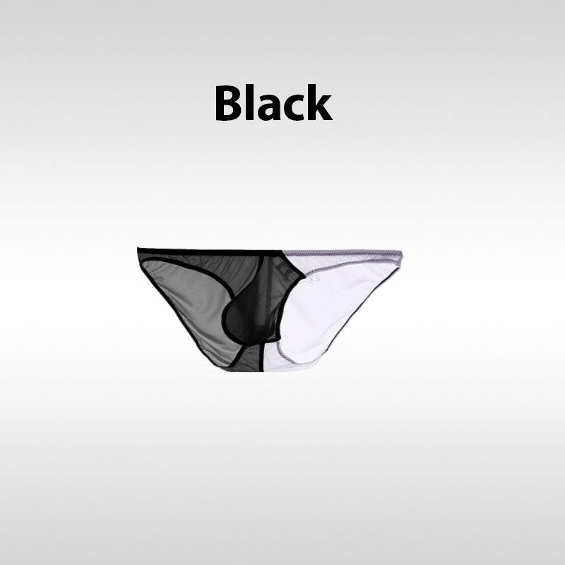 Color-Blocked Transparent Enlarged Pouch Men’s Brief
