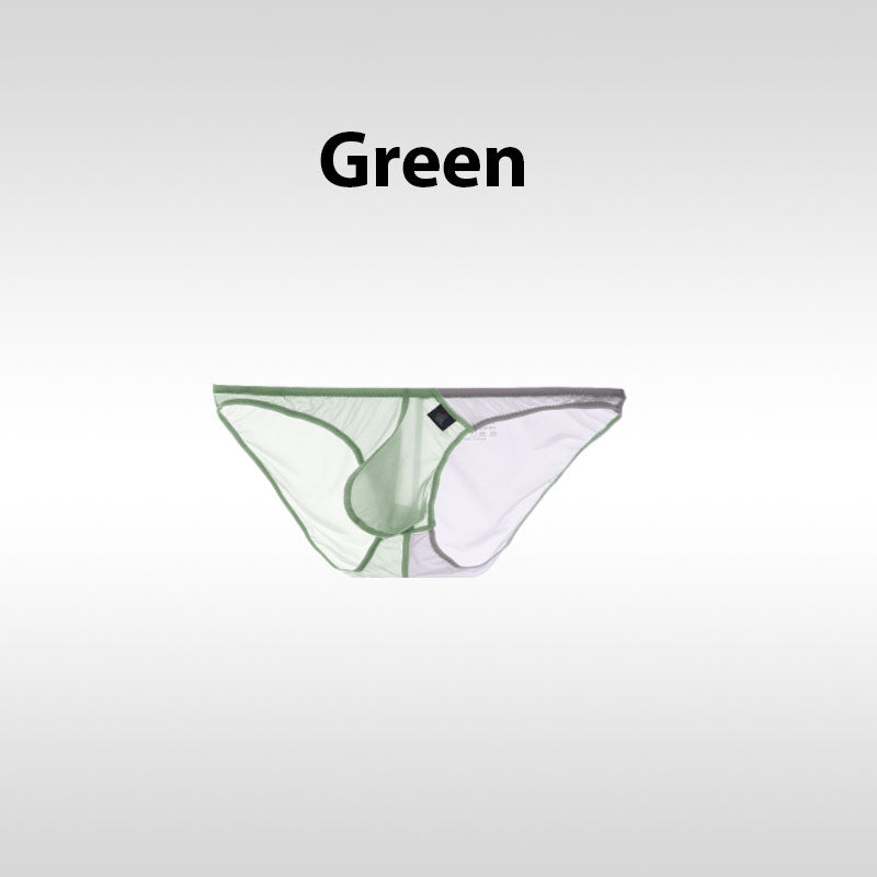 Color-Blocked Transparent Enlarged Pouch Men’s Brief