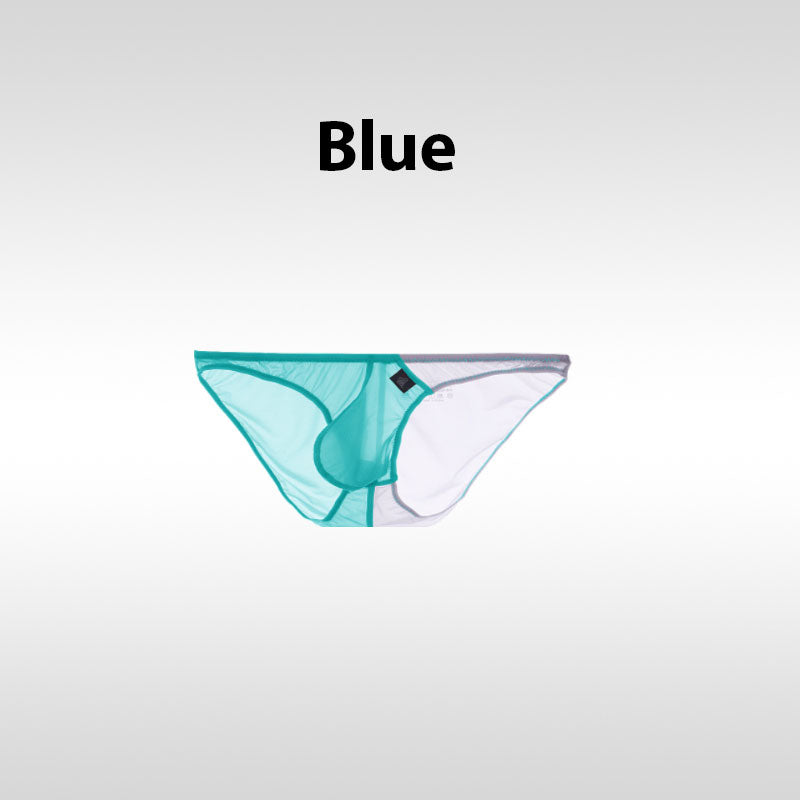 Color-Blocked Transparent Enlarged Pouch Men’s Brief