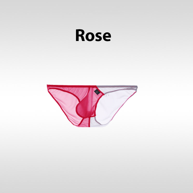 Color-Blocked Transparent Enlarged Pouch Men’s Brief
