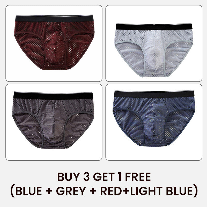 Comfortable Fit Mesh Plus Size Men's Briefs【Buy 3 Get 1 Free】