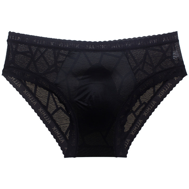 Men's Sexy Low Rise Lace Briefs with 3D Pouch