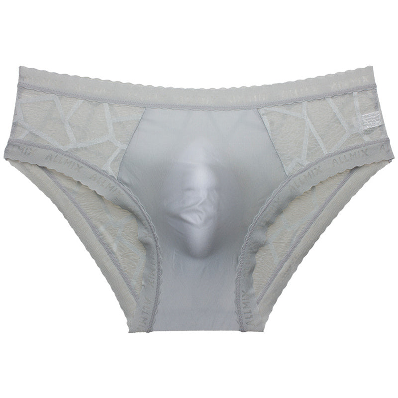 Men's Sexy Low Rise Lace Briefs with 3D Pouch