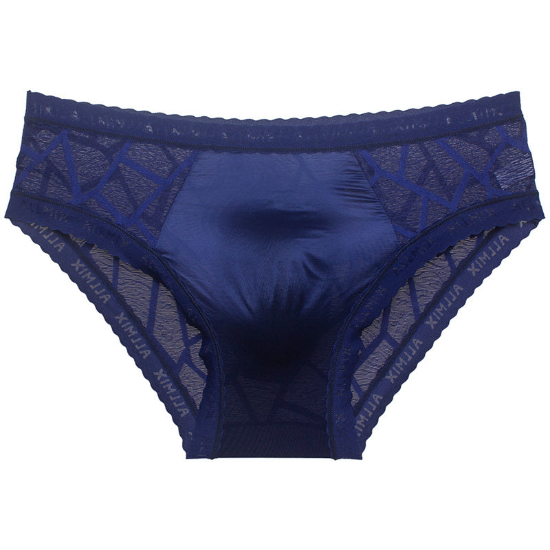 Men's Sexy Low Rise Lace Briefs with 3D Pouch