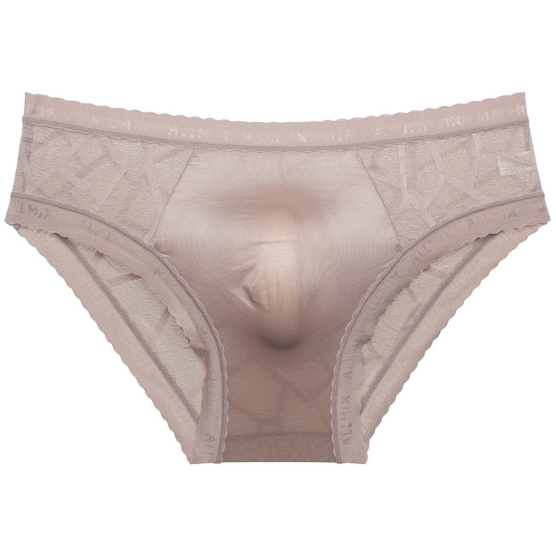 Men's Sexy Low Rise Lace Briefs with 3D Pouch