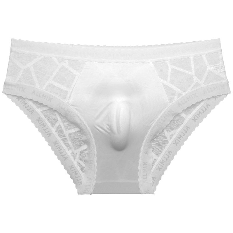 Men's Sexy Low Rise Lace Briefs with 3D Pouch