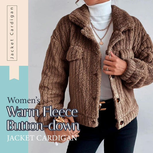 Women’s Warm Fleece Button-down Jacket Cardigan
