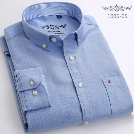 Men's Oxford Plaid Stripe Button Down Collar Shirt