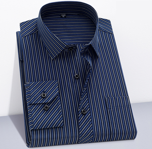 Spring New Product - Men's Striped Casual Non-Iron Long Sleeve Shirt