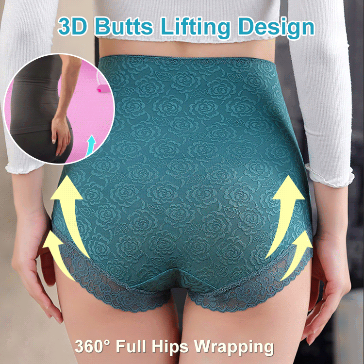 Elegant Lace Pressure Tummy Tucking Hip Lifting Cotton Panties