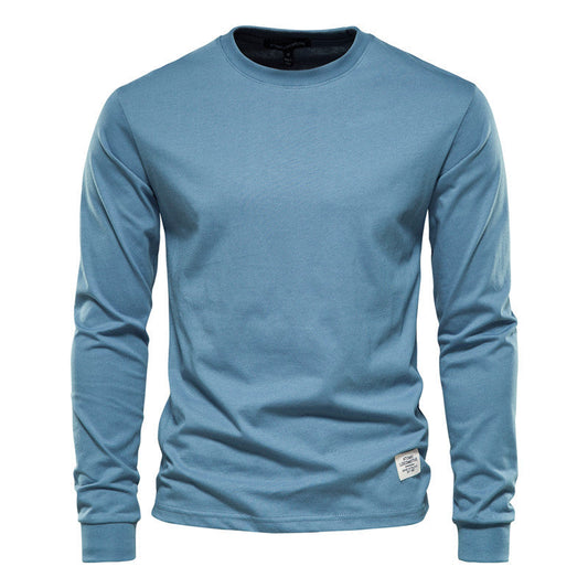High quality cotton for men's solid color long sleeve