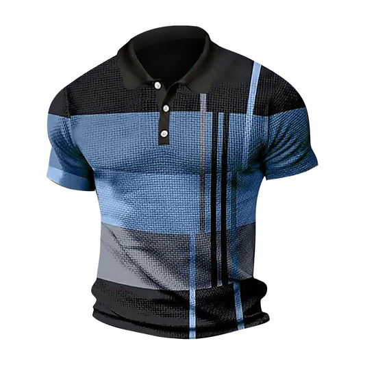 Men's Short-sleeved Shirt 3D Printed Striped