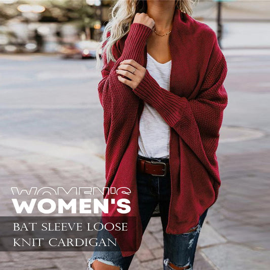 Women's Bat Sleeve Loose Knit Cardigan-Free Shipping