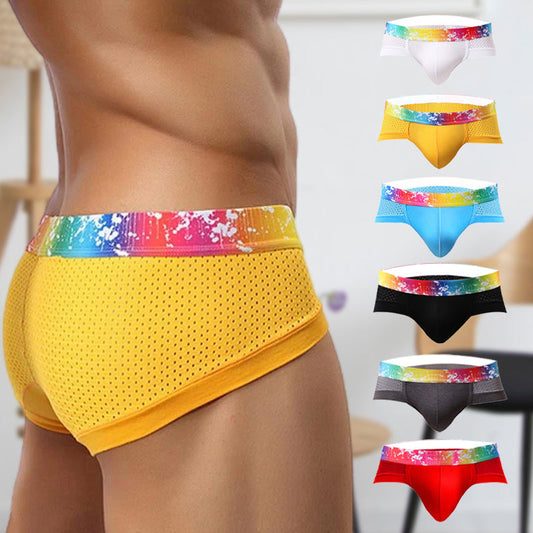 Men's Sexy Low Waist Color Edge Breathable Mesh Briefs⚡⚡Last day promotion-49% OFF