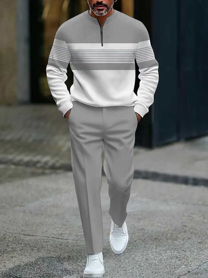 🔥FREE SHIPPING🧵 Men's Graphic Print Pullover & Pants Set – Bold streetwear style. Ultimate comfort for lounging or errands👖