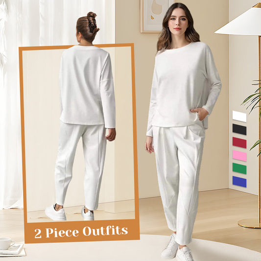 💎 55% OFF! 💎 Round-Neck Long-Sleeve Top & Pants Set – Wrinkle-Free, Breathable & Effortlessly Stylish 👚👖