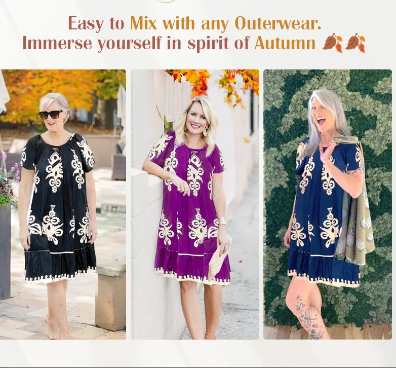 🌸Spring Specials  49%OFF🌸Geometric Pattern Multi Print Square Neck Dress