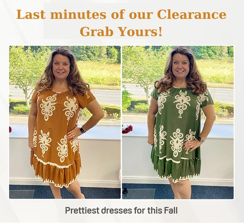 🌸Spring Specials  49%OFF🌸Geometric Pattern Multi Print Square Neck Dress