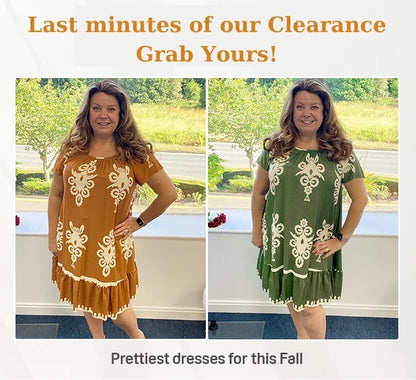 🌸Spring Specials  49%OFF🌸Geometric Pattern Multi Print Square Neck Dress