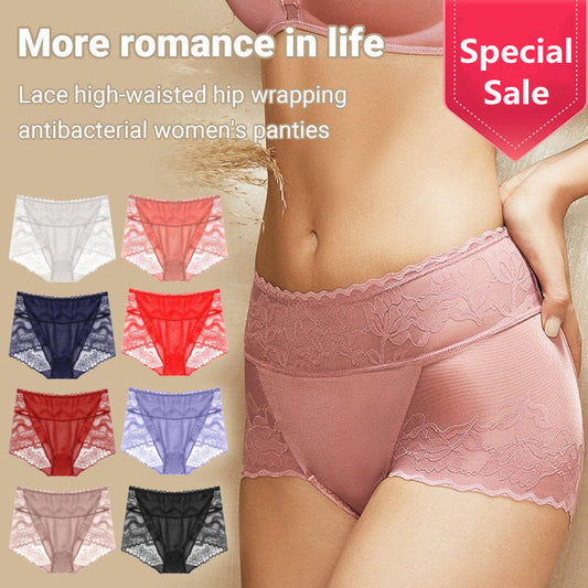 Large Size Non-marking High-waisted Women's Lace Panties