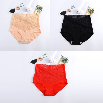 Women's High Waist Cotton Lace Panties