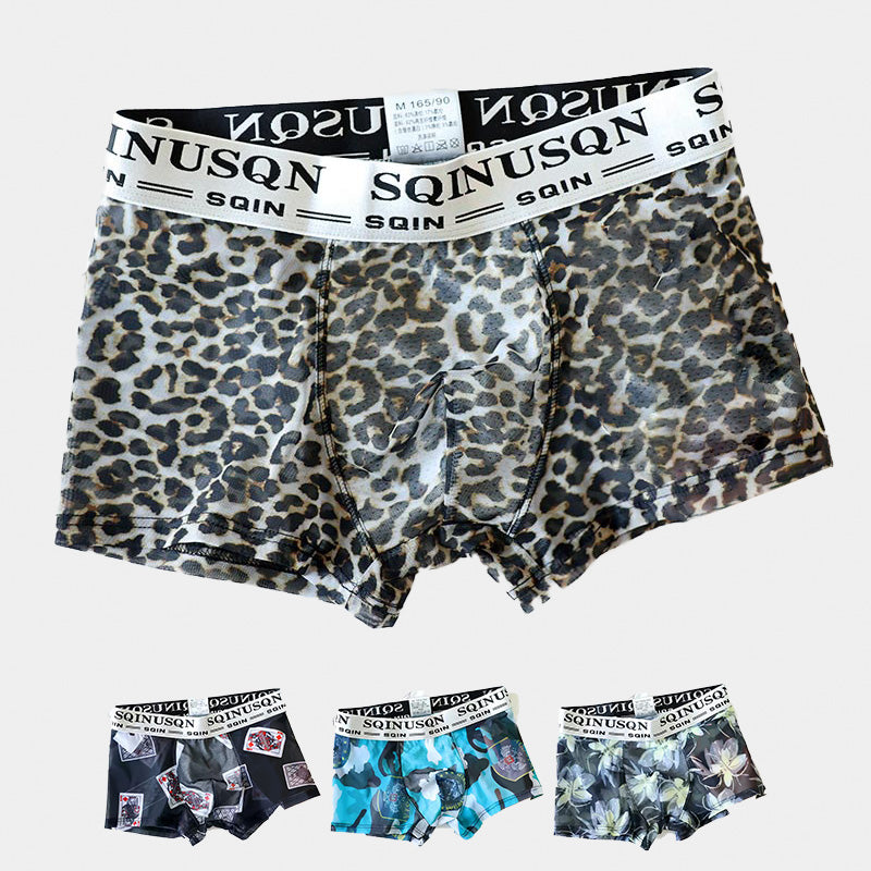 Men's Ultra-Thin Ice Silk Mesh Printed Boxer Briefs