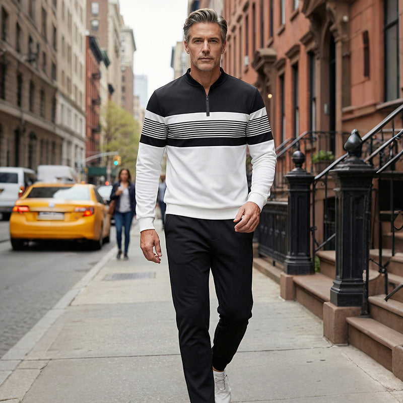 🔥FREE SHIPPING🧵 Men's Graphic Print Pullover & Pants Set – Bold streetwear style. Ultimate comfort for lounging or errands👖