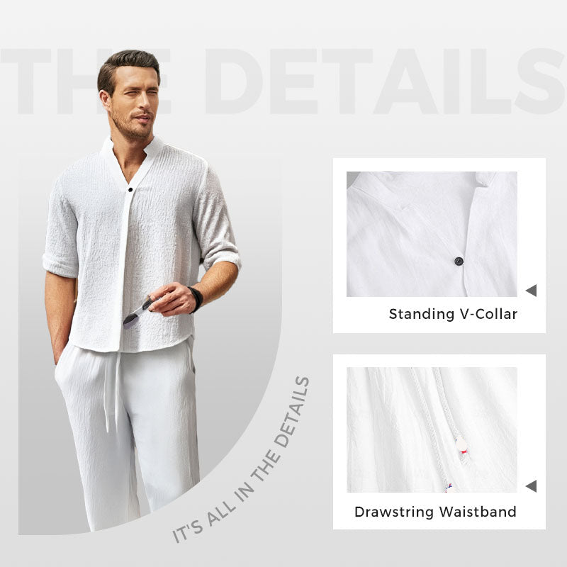 Men's Trendy Cotton Linen Top & Pants Two-Piece Set🎉BIG SALE-50% OFF🎉FREE SHIPPING