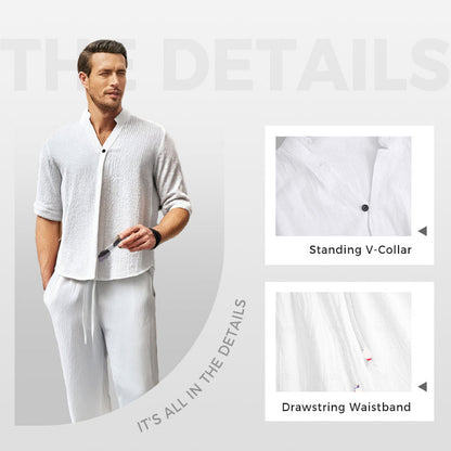 Men's Trendy Cotton Linen Top & Pants Two-Piece Set🎉BIG SALE-50% OFF🎉FREE SHIPPING