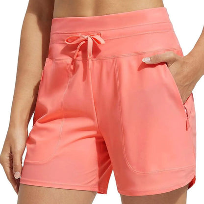 🌞NEW HOT SALE 60% OFF❄️Women's 5" Swim Board Shorts High Waisted Quick Dry Swimsuit Swimming Bottoms