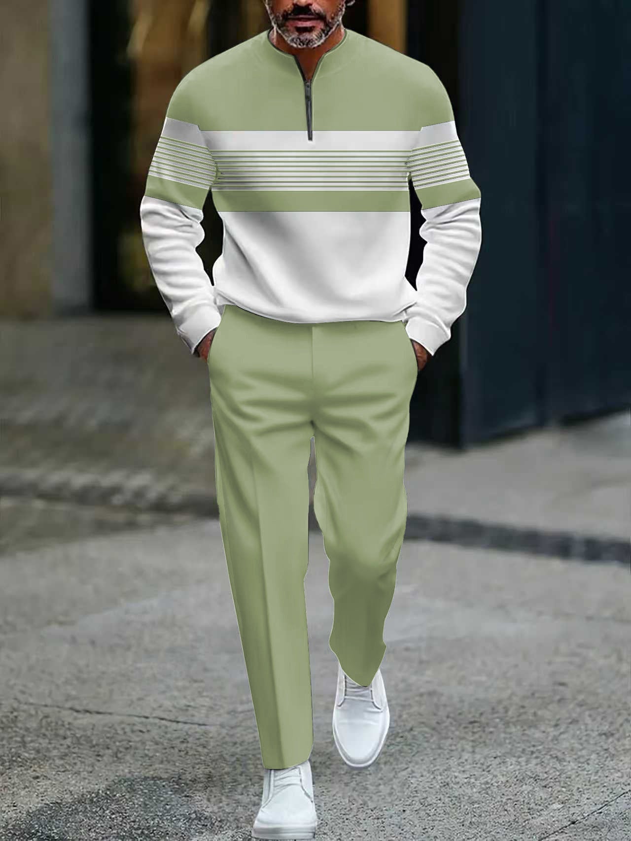 🔥FREE SHIPPING🧵 Men's Graphic Print Pullover & Pants Set – Bold streetwear style. Ultimate comfort for lounging or errands👖