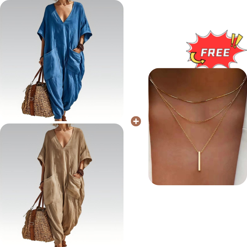 🔥New Arrivals & Best Sellers-Women's Summer Loose V-Neck Jumpsuit