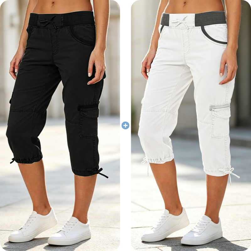 Women's High-Waist Cargo Capri Pants