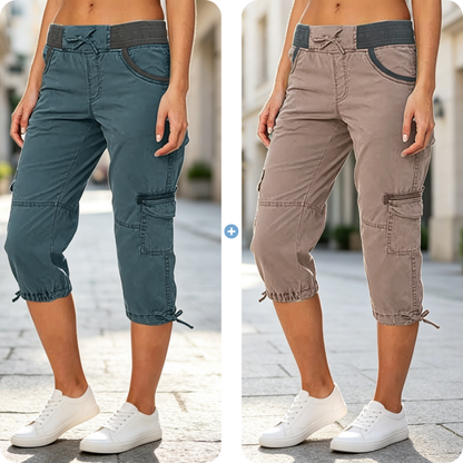 Women's High-Waist Cargo Capri Pants
