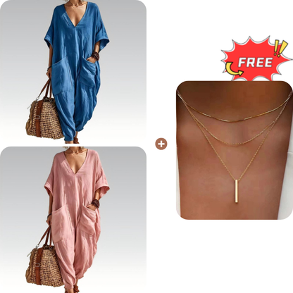 🔥New Arrivals & Best Sellers-Women's Summer Loose V-Neck Jumpsuit