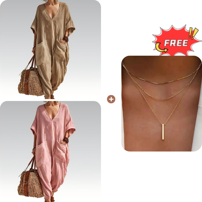 🔥New Arrivals & Best Sellers-Women's Summer Loose V-Neck Jumpsuit