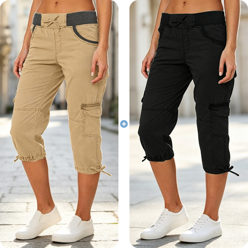 Women's High-Waist Cargo Capri Pants