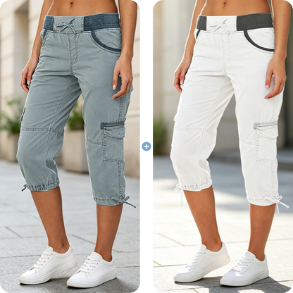 Women's High-Waist Cargo Capri Pants