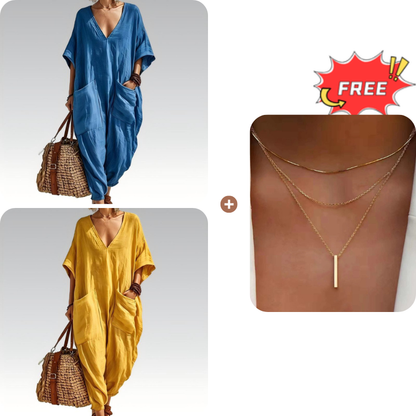🔥New Arrivals & Best Sellers-Women's Summer Loose V-Neck Jumpsuit