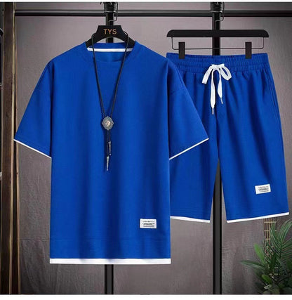 🌀 LIMITED-TIME 50% OFF! 🧺 Waffle Fabric Short Sleeve 2-Piece Set – Breathable, Loose Fit & Side Pockets 👕