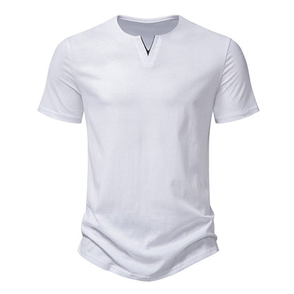 Men's Solid Colour V-Neck Cotton T-Shirt⭐Neu eingetroffen – 49 % RABATT
