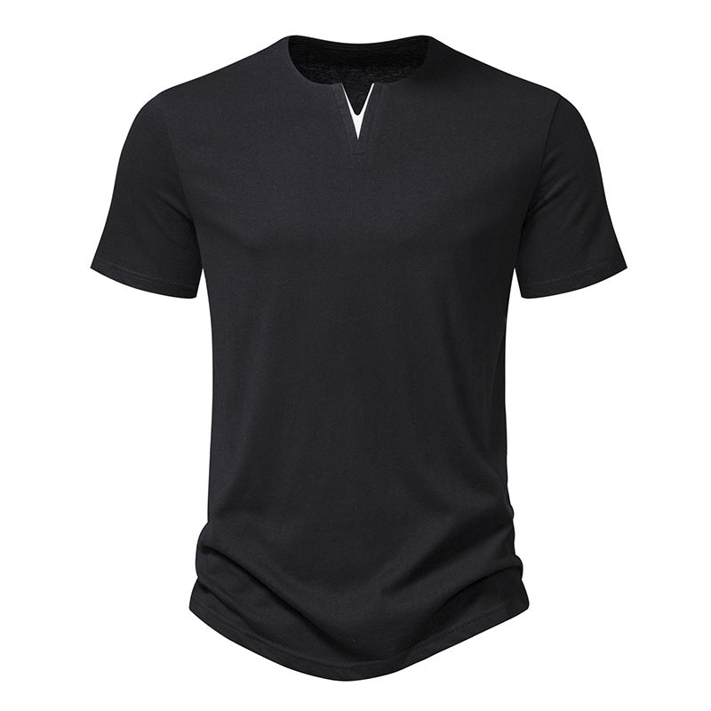 Men's Solid Colour V-Neck Cotton T-Shirt⭐Neu eingetroffen – 49 % RABATT