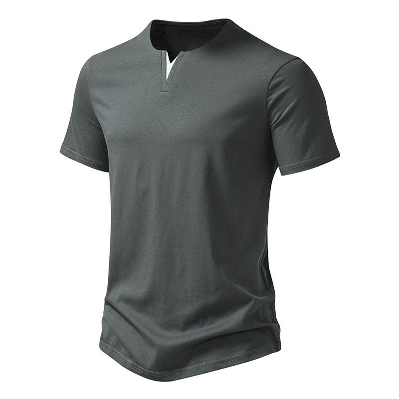 Men's Solid Colour V-Neck Cotton T-Shirt⭐Neu eingetroffen – 49 % RABATT