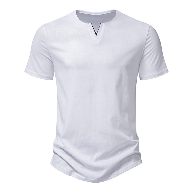 Men's Solid Colour V-Neck Cotton T-Shirt⭐Neu eingetroffen – 49 % RABATT
