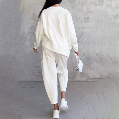 💎 55% OFF! 💎 Round-Neck Long-Sleeve Top & Pants Set – Wrinkle-Free, Breathable & Effortlessly Stylish 👚👖