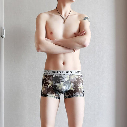 Men's Ultra-Thin Ice Silk Mesh Printed Boxer Briefs