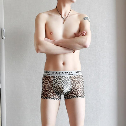 Men's Ultra-Thin Ice Silk Mesh Printed Boxer Briefs