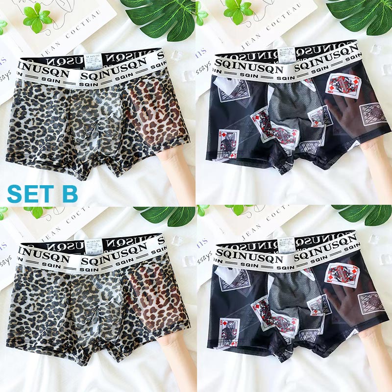 Men's Ultra-Thin Ice Silk Mesh Printed Boxer Briefs